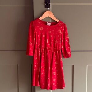 Red and Gold Snowflake Kids Dress